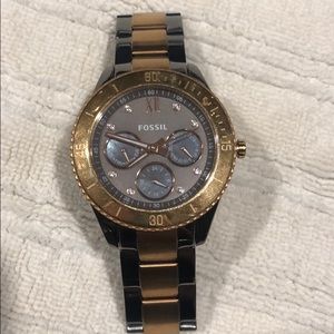 Fossil - Stainless Steel Gray/Gold Bracelet Watch